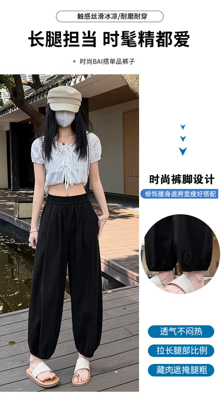 실사 느슨함 센스 면 린넨 풍선 바지 여성 2025 여름 새로운 9부 바지 자외선 차단 다용도 슬림해 보이는 랜턴 바지 상세 이미지 6