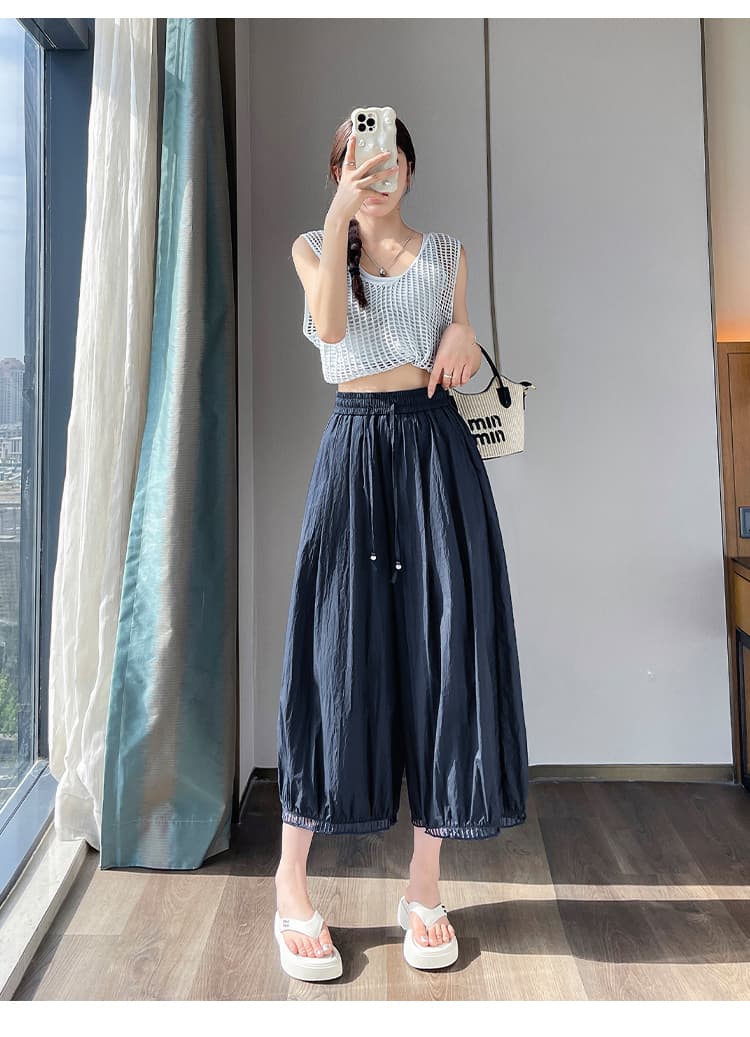 실사 레이스 홀로우 아웃 레이스 넓은 다리 9부 바지 여성 2026 새로운 루즈핏 얇은 스타일 작은 키 자외선 차단 캐주얼 바지 상세 이미지 27