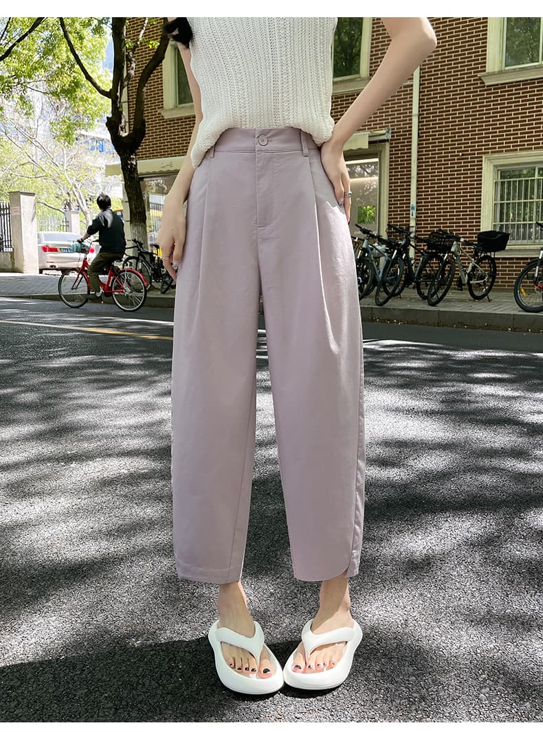실사 일본식 면 린넨 와이드 레그 팬츠 작은 키 찹쌀 바지 9 포인트 무 바지 2026 여름 얇은 스타일 스트레이트 팬츠 여성 상세 이미지 36