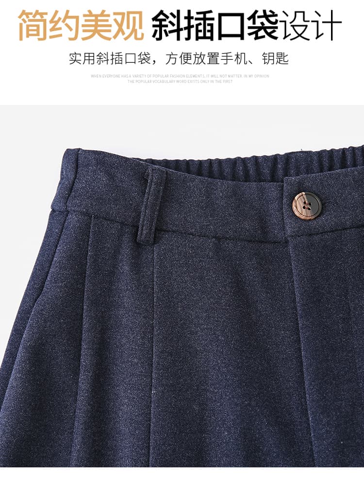 실사 2026 가을 겨울 새로운 한국 스타일 패션 다용도 슬림해 보이는 모직 캐주얼 와이드 레그 팬츠 세븐 8 점 부츠 팬츠 상세 이미지 9