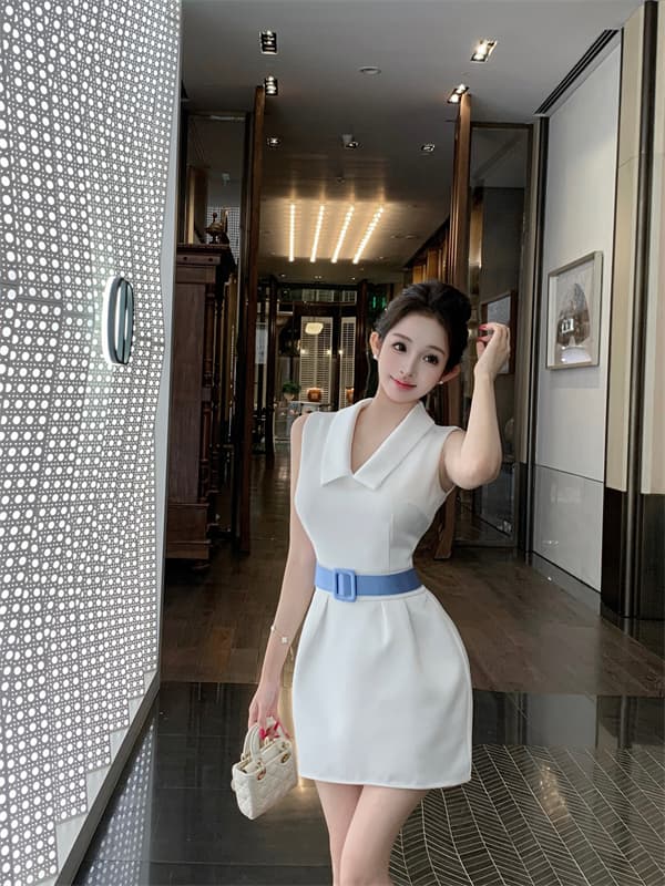 실사 정가 그는 벤 치마 프랑스식 빛 럭셔리 품격 순수한 욕망 섹시함 몸매 가꾸기 슬림해 보이는 허리 수축 외국 가스 드레스 상세 이미지 7