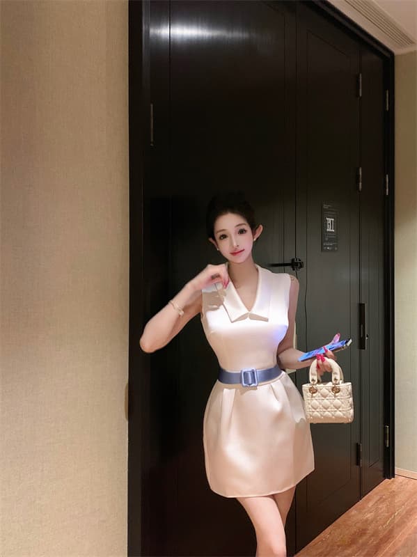 실사 정가 그는 벤 치마 프랑스식 빛 럭셔리 품격 순수한 욕망 섹시함 몸매 가꾸기 슬림해 보이는 허리 수축 외국 가스 드레스 상세 이미지 9