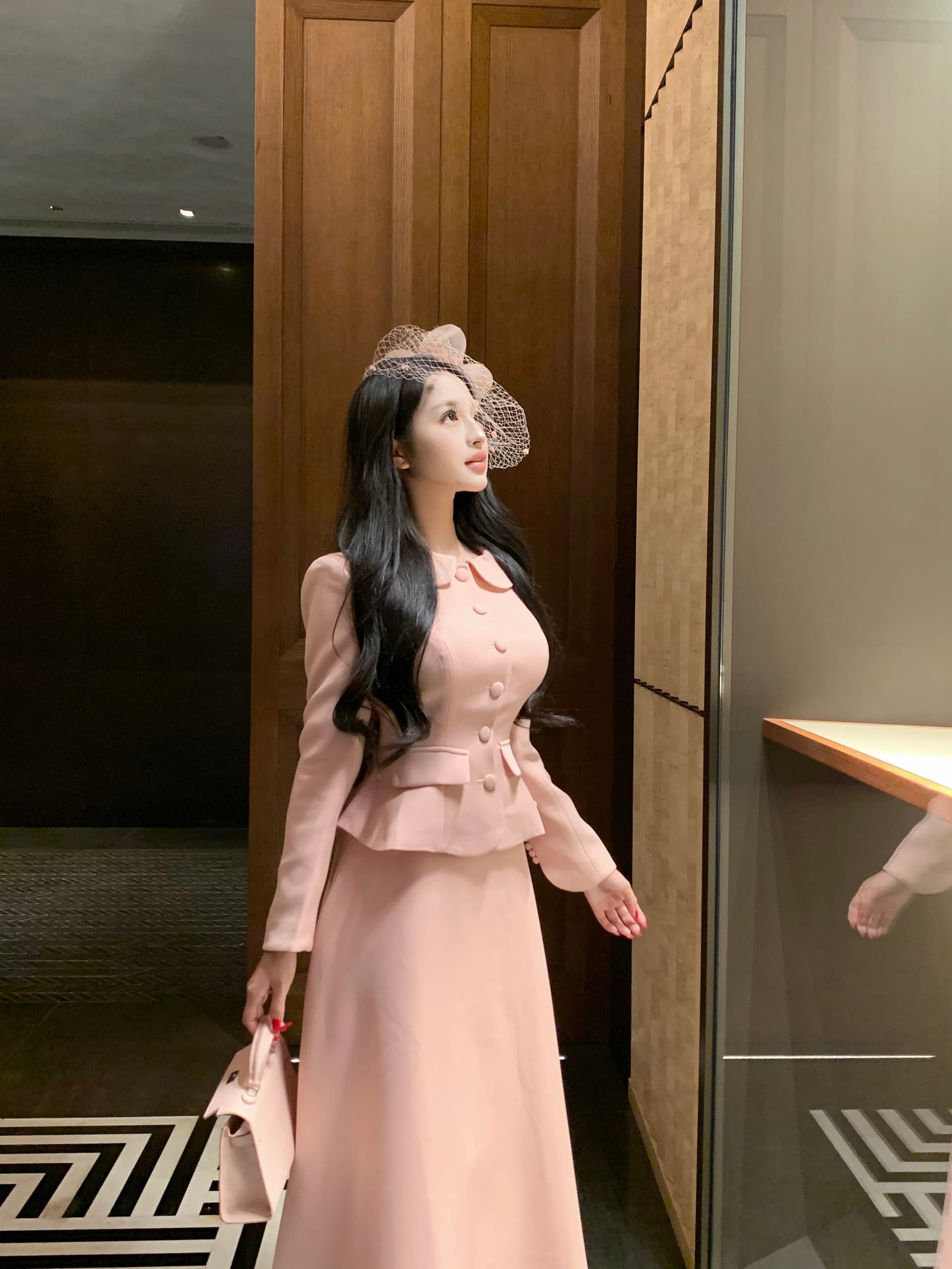 실사 정가 안나 작은 샤넬 스타일 명문 여성 품격 프랑스식 작은 대중 하이웨이스트 반신 스커트 부드러운 맨위 세트