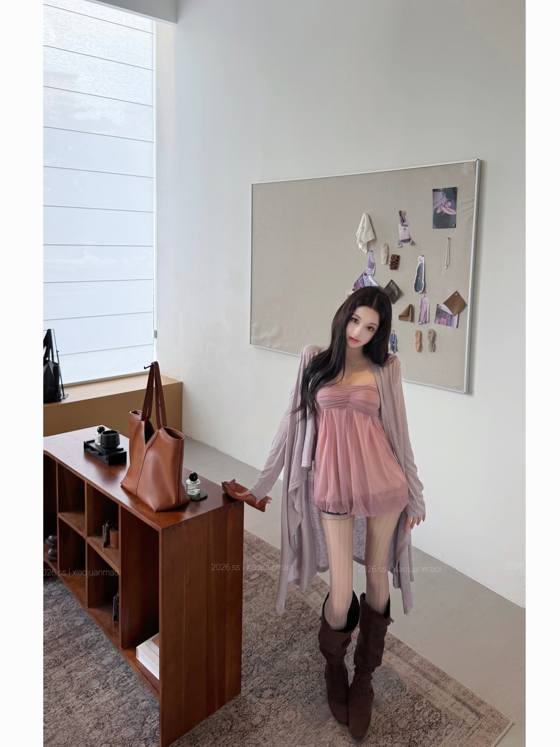 실사 정가 이른 가을 한 조정 디자인 망사 꽃밭 캐미솔 느긋한 느슨함 불규칙 자외선 차단 오픈 가디건