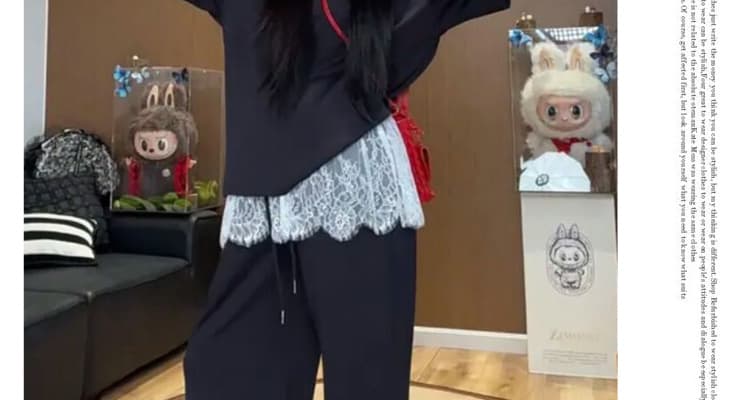 지금 2026 여름 새로운 루즈핏 반팔 t+ 디자인 센스 레이스 랩스커트팬츠 와이드 레그 팬츠 투피스 세트 세트 상세 이미지 26