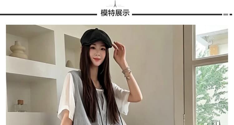2026 인터넷 유명인 여름 신제품 반팔 가짜 3종 세트 플리츠 루즈핏 슬림해 보이는 패션 임산부 세트 트렌디 상세 이미지 15