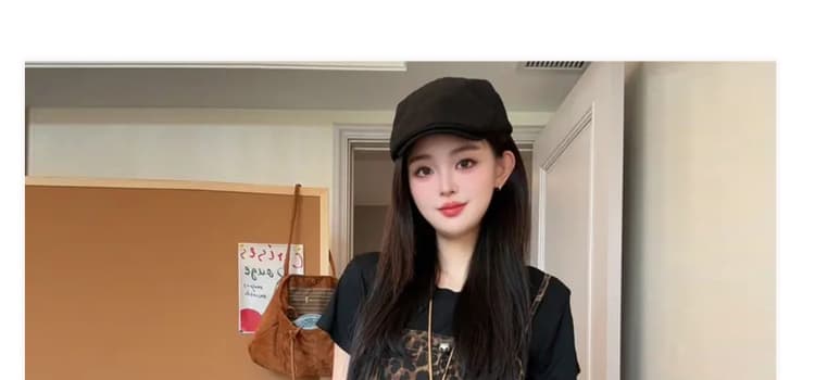 지금 2026 여름 니트 반팔 레오파드 무늬 슬립 A라인 스커트 임산부 패션 슬림해 보이는 투피스 세트 세트 상세 이미지 9