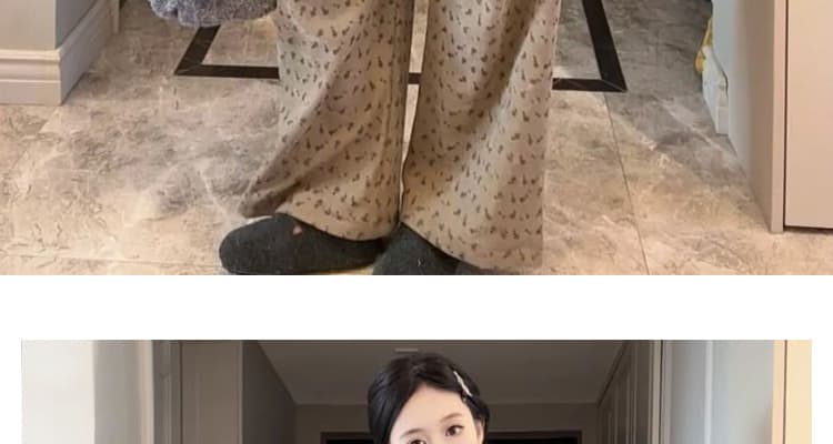 오리지널 신제품 2025 겨울 만나는 스탠드 칼라 니트 꽃무늬 털이 있고 두꺼운 멜빵 바지 임산부 투피스 슈트 상세 이미지 36