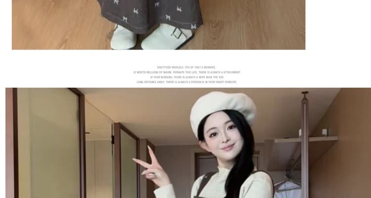 오리지널 신제품 2025 년 겨울 모직 나비 멜빵 바지 임산부 니트 만나는 멜빵 스커트 임산부 세트 상세 이미지 45