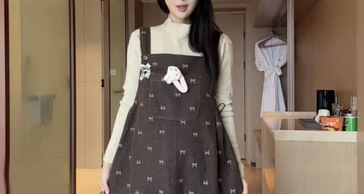 오리지널 신제품 2025 년 겨울 모직 나비 멜빵 바지 임산부 니트 만나는 멜빵 스커트 임산부 세트 상세 이미지 54