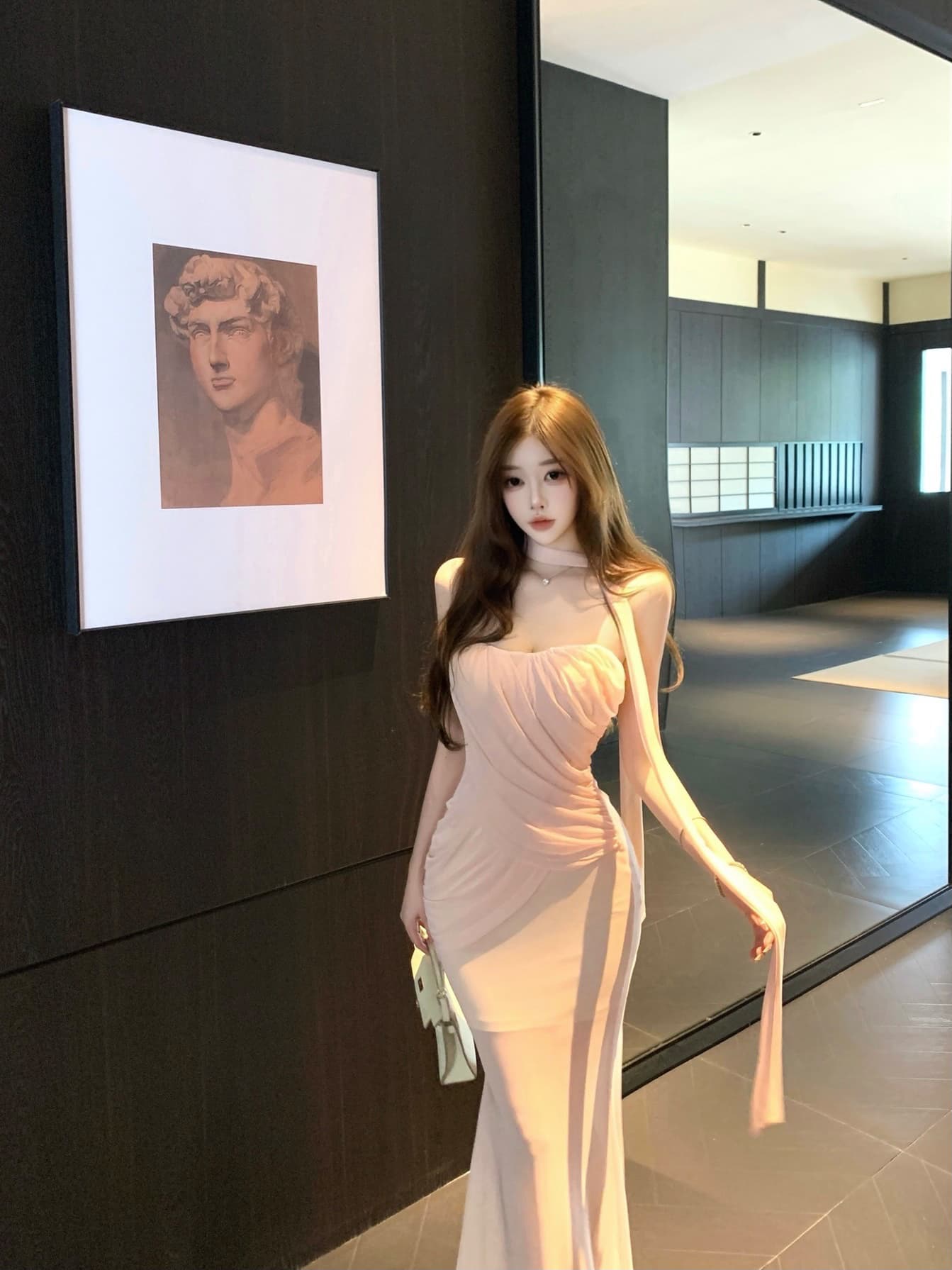 패션 튜브탑 망사 순수한 욕망 타이트 스커트 롱 스커트 몸매 가꾸기 타이트 스커트 드레스 이미지 2