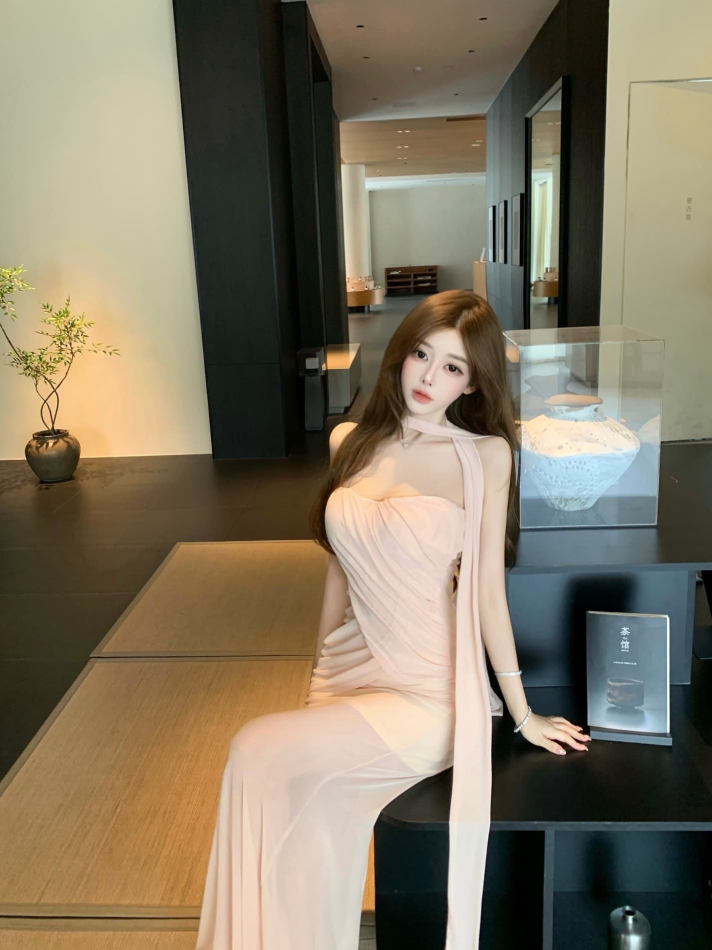 패션 튜브탑 망사 순수한 욕망 타이트 스커트 롱 스커트 몸매 가꾸기 타이트 스커트 드레스 이미지 3