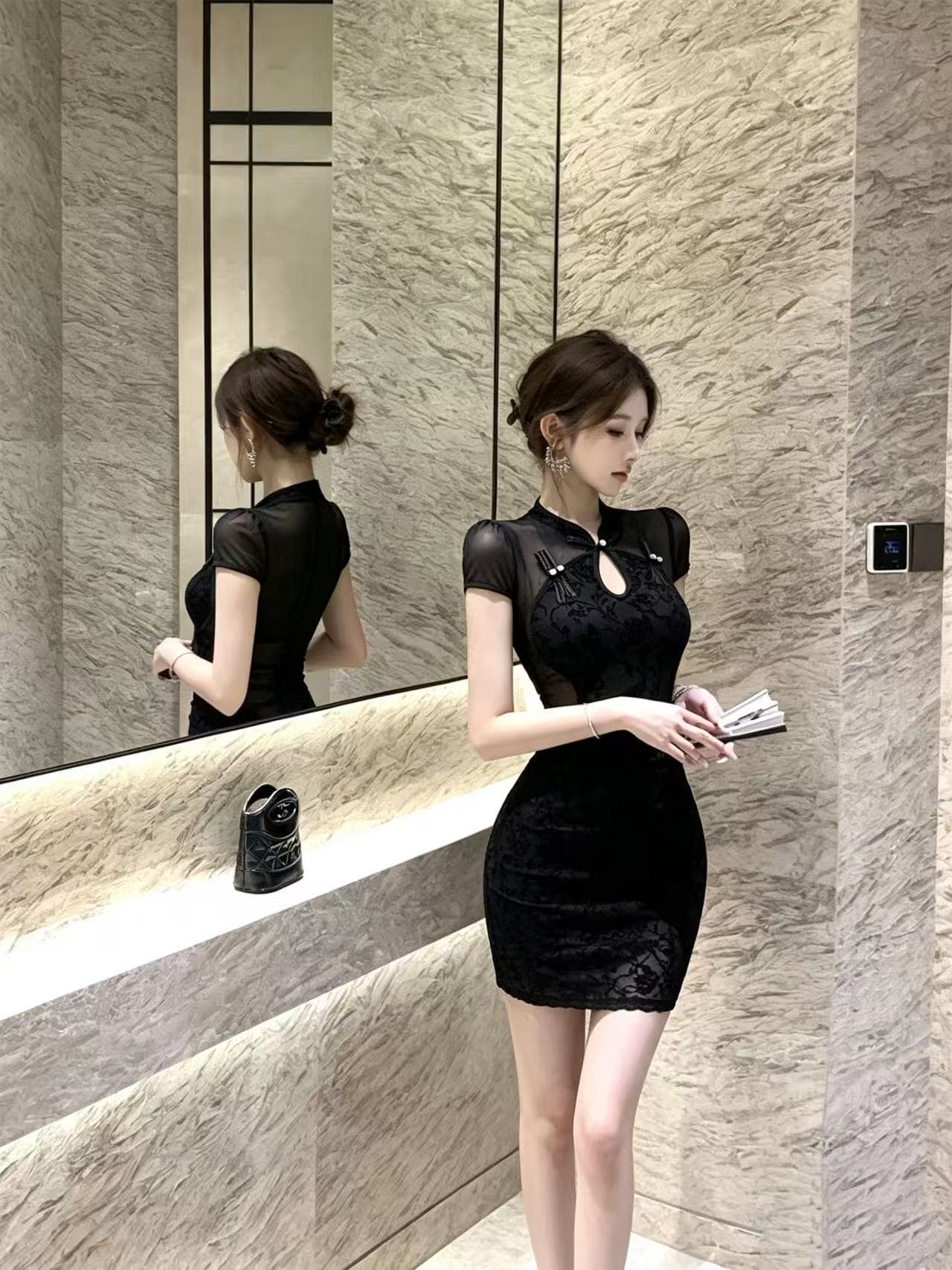 레트로 개선 치파오 드레스 꽃무늬 순수한 욕망 드레스 상세 이미지 3