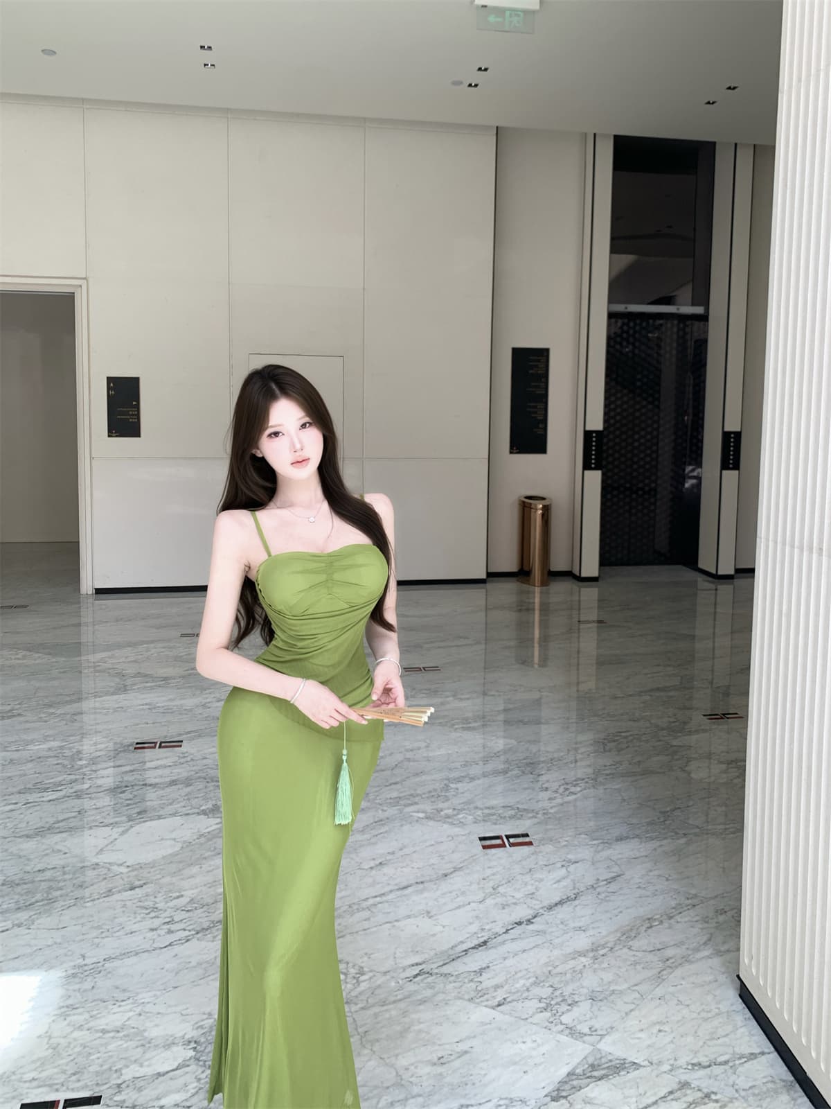 망사 슬립 불규칙 드레스 상세 이미지 13