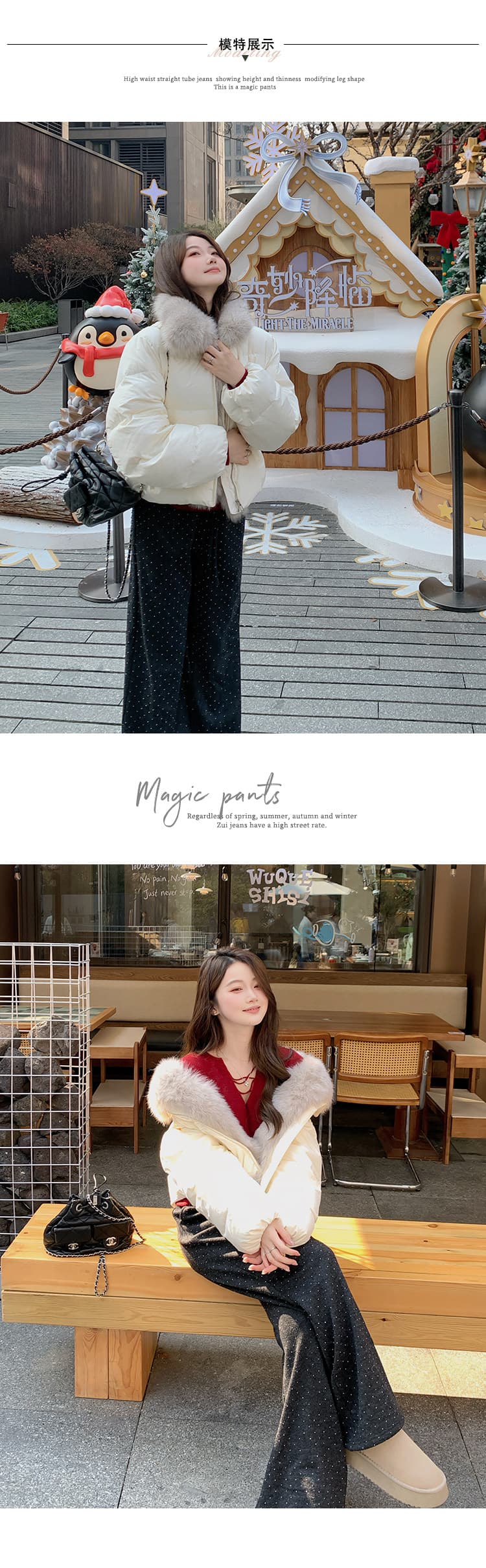 학원 패치워크 쇼트 스타일 아래 면화 의류 여성 모방 여우 모피 칼라 루즈핏 두꺼운 작은 키 한국 스타일 빵 외투 상세 이미지 14