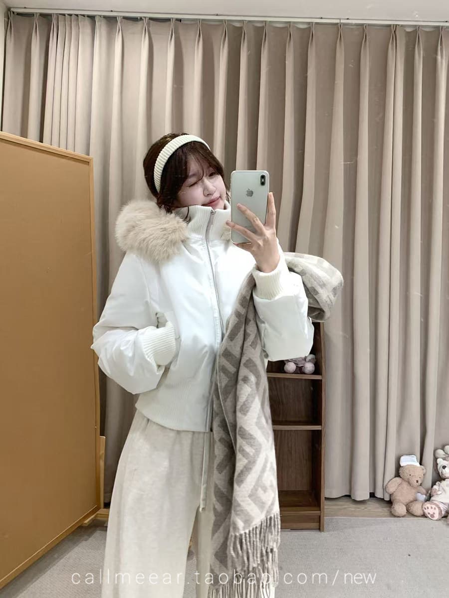 핑크색 모피 칼라 후드 쇼트 스타일 면 의류 여성 겨울 새로운 슈퍼 잘 생긴 허리 수축 재킷 큰 모피 칼라 아래 면화 의류 상세 이미지 14