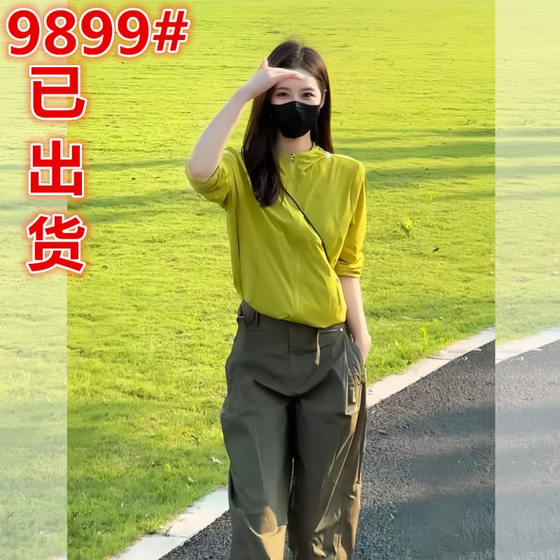 2025 슈퍼 화재 여름 드레스 착용 가져 가라. 전체 집합 한 부서 패션 운동 캐주얼 자외선 차단 후드 맨위 긴 바지 투피스 세트 이미지 2