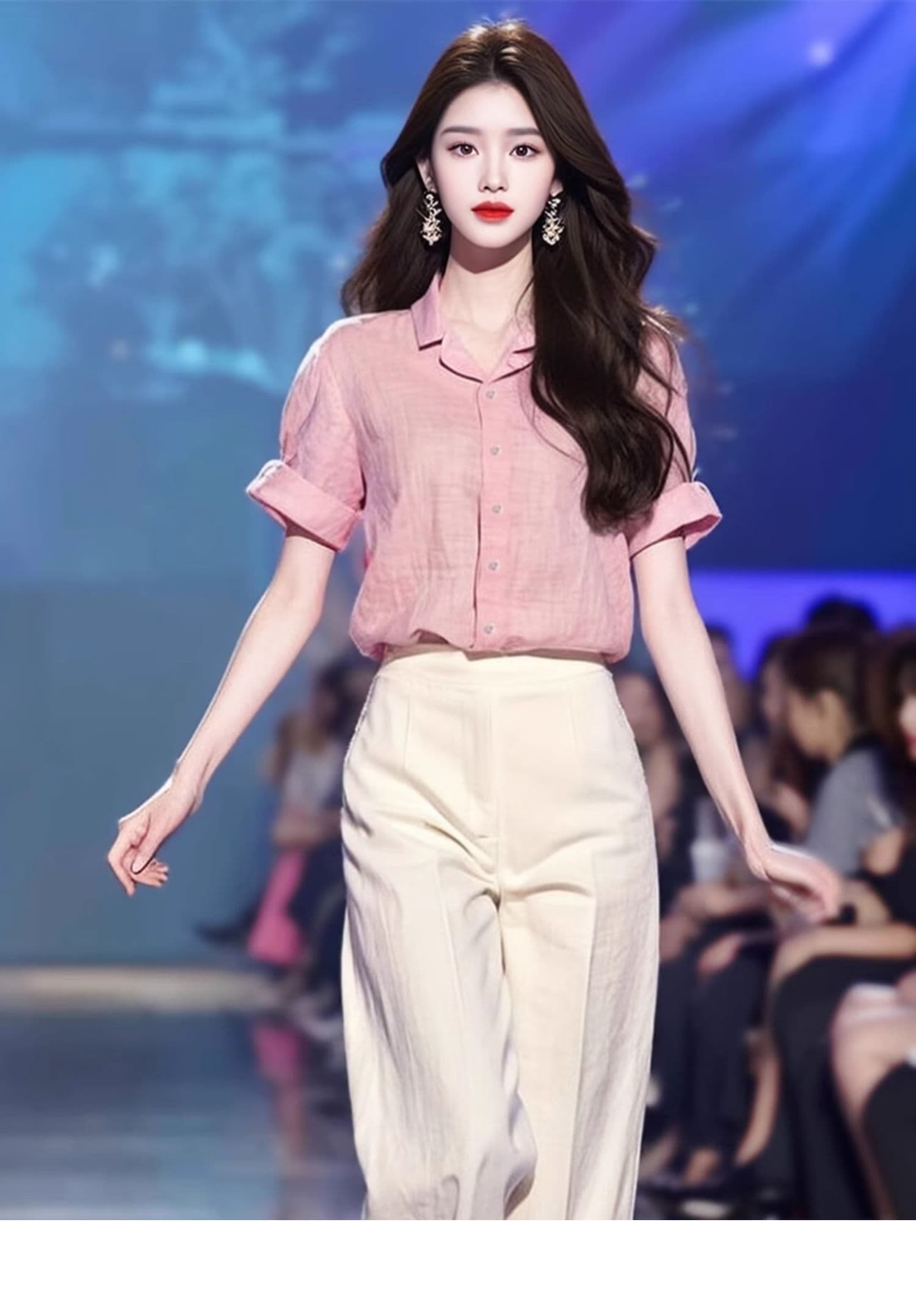 수 있습니다. 소금 수 있습니다. 달콤한 품격 명문 여성 유럽 상품 연령 감소 자이언트 슬림해 보이는 표지 고기 경력 출퇴근 셔츠 투피스 슈트 여성 여름 상세 이미지 6