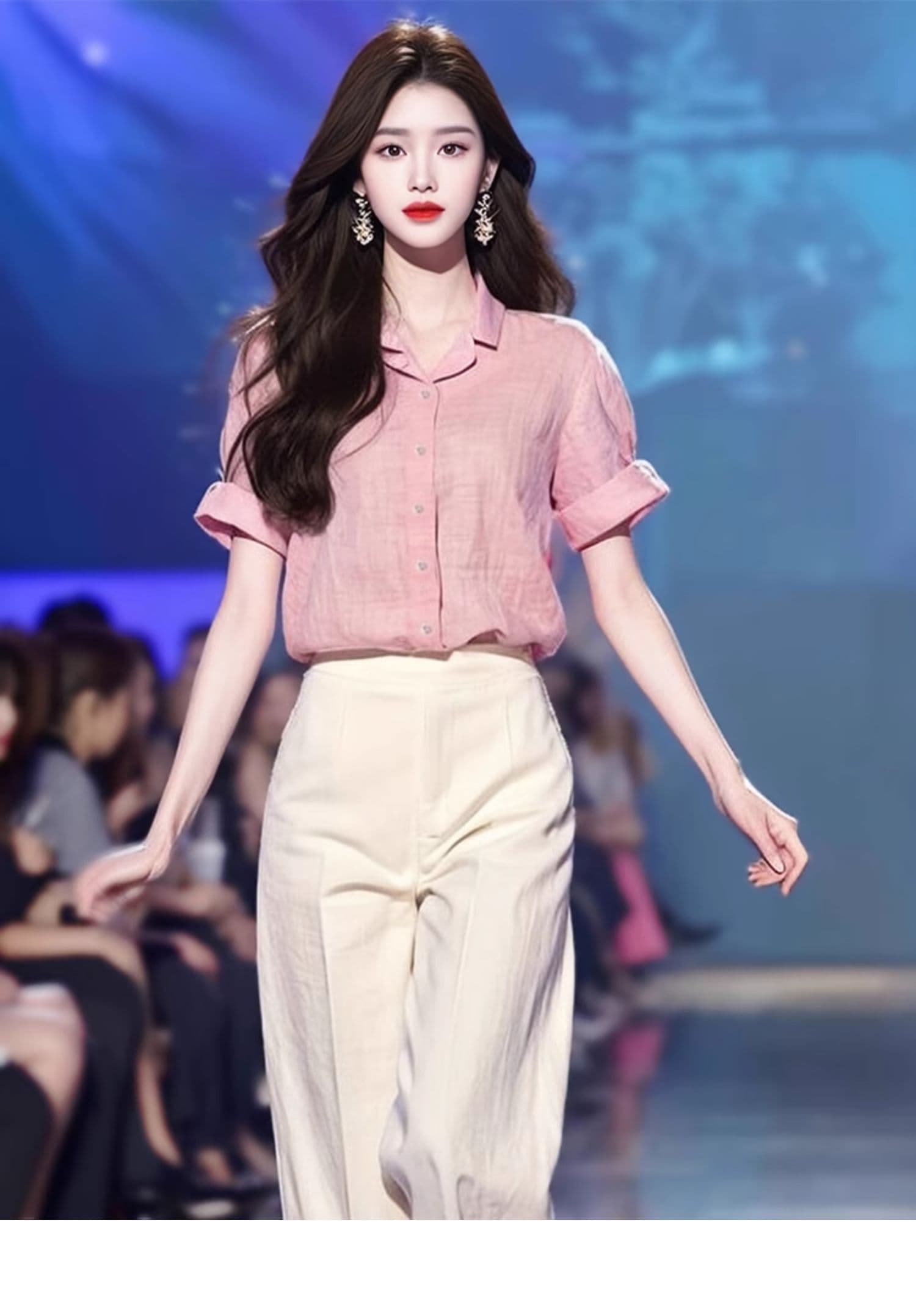 수 있습니다. 소금 수 있습니다. 달콤한 품격 명문 여성 유럽 상품 연령 감소 자이언트 슬림해 보이는 표지 고기 경력 출퇴근 셔츠 투피스 슈트 여성 여름 상세 이미지 8