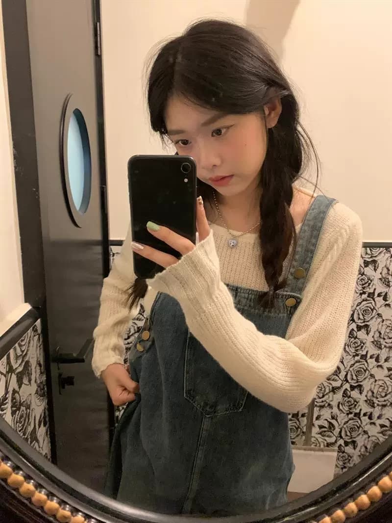 노스탤지어 레트로 멜빵 데님 여성 드레스 2025 여름 새로운 작은 키 루즈핏 슬림해 보이는 중간 길이 치마 상세 이미지 5