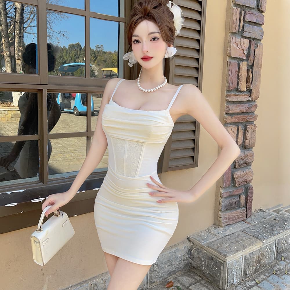 실사 순수한 욕망 바람 섹시함 작은 심장 기계 레이스 생선뼈 슬립 여성 드레스 새로운 명문 여성 주름 타이트 스커트 미니 스커트 이미지 6