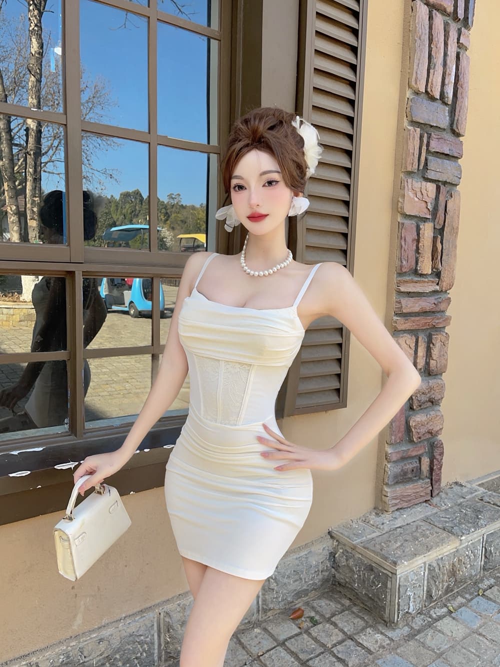 실사 순수한 욕망 바람 섹시함 작은 심장 기계 레이스 생선뼈 슬립 여성 드레스 새로운 명문 여성 주름 타이트 스커트 미니 스커트 상세 이미지 9