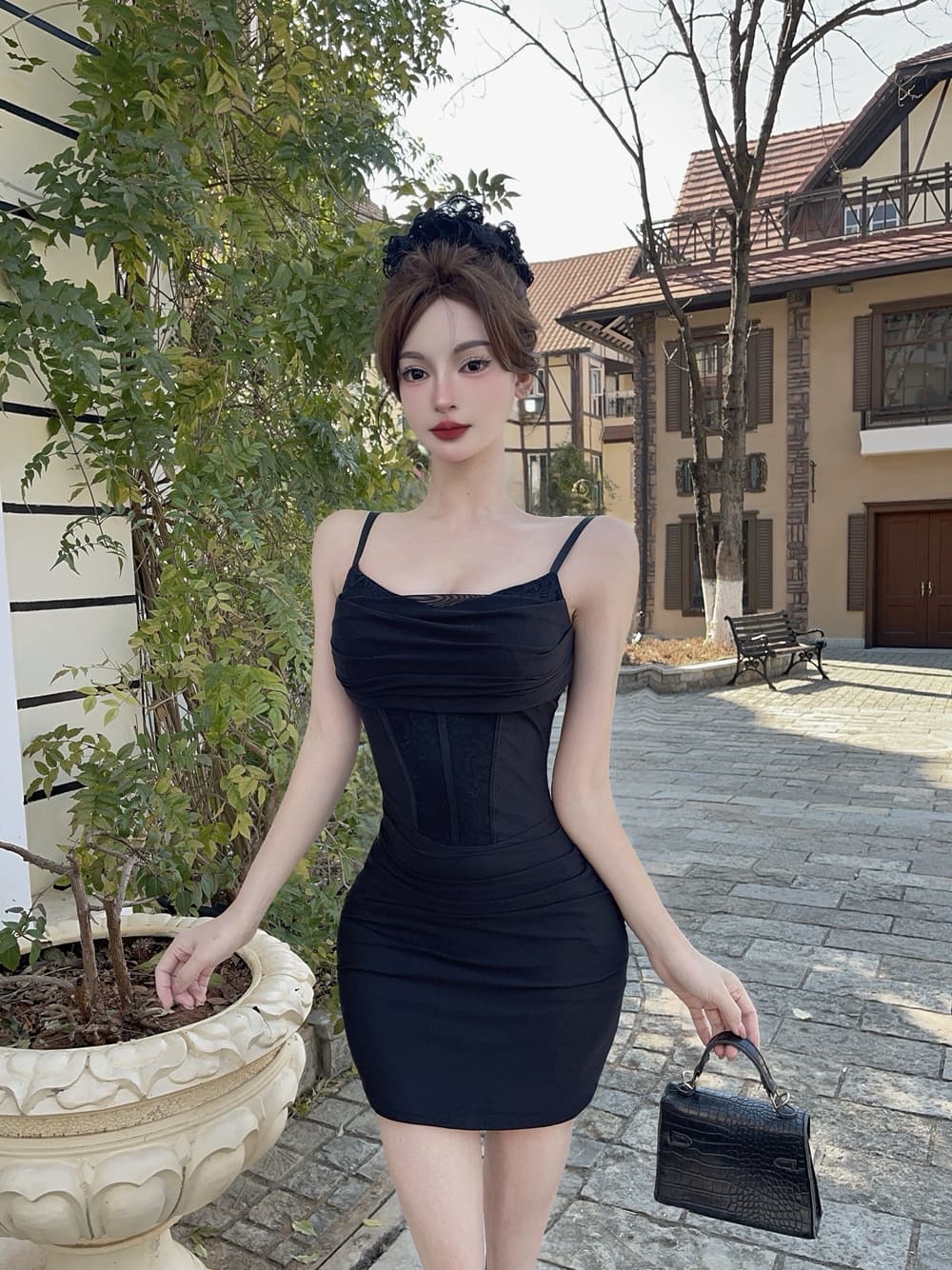 실사 순수한 욕망 바람 섹시함 작은 심장 기계 레이스 생선뼈 슬립 여성 드레스 새로운 명문 여성 주름 타이트 스커트 미니 스커트 상세 이미지 21