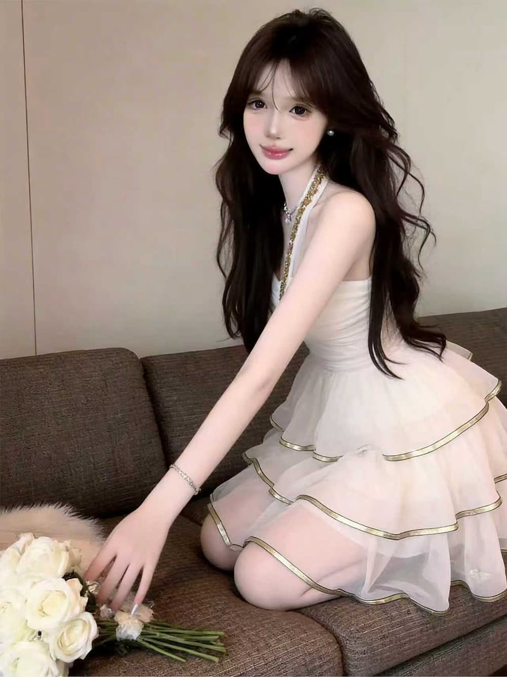 실사 프랑스식 작은 대중 디자인 센스 무거운 작업 플래시 훈련 행침 목 백리스 작은 드레스 케이크 드레스 여성 의류 망사 드레스 상세 이미지 5