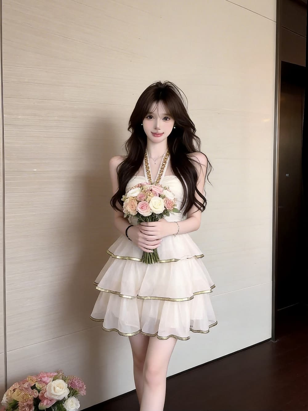 실사 프랑스식 작은 대중 디자인 센스 무거운 작업 플래시 훈련 행침 목 백리스 작은 드레스 케이크 드레스 여성 의류 망사 드레스 상세 이미지 11