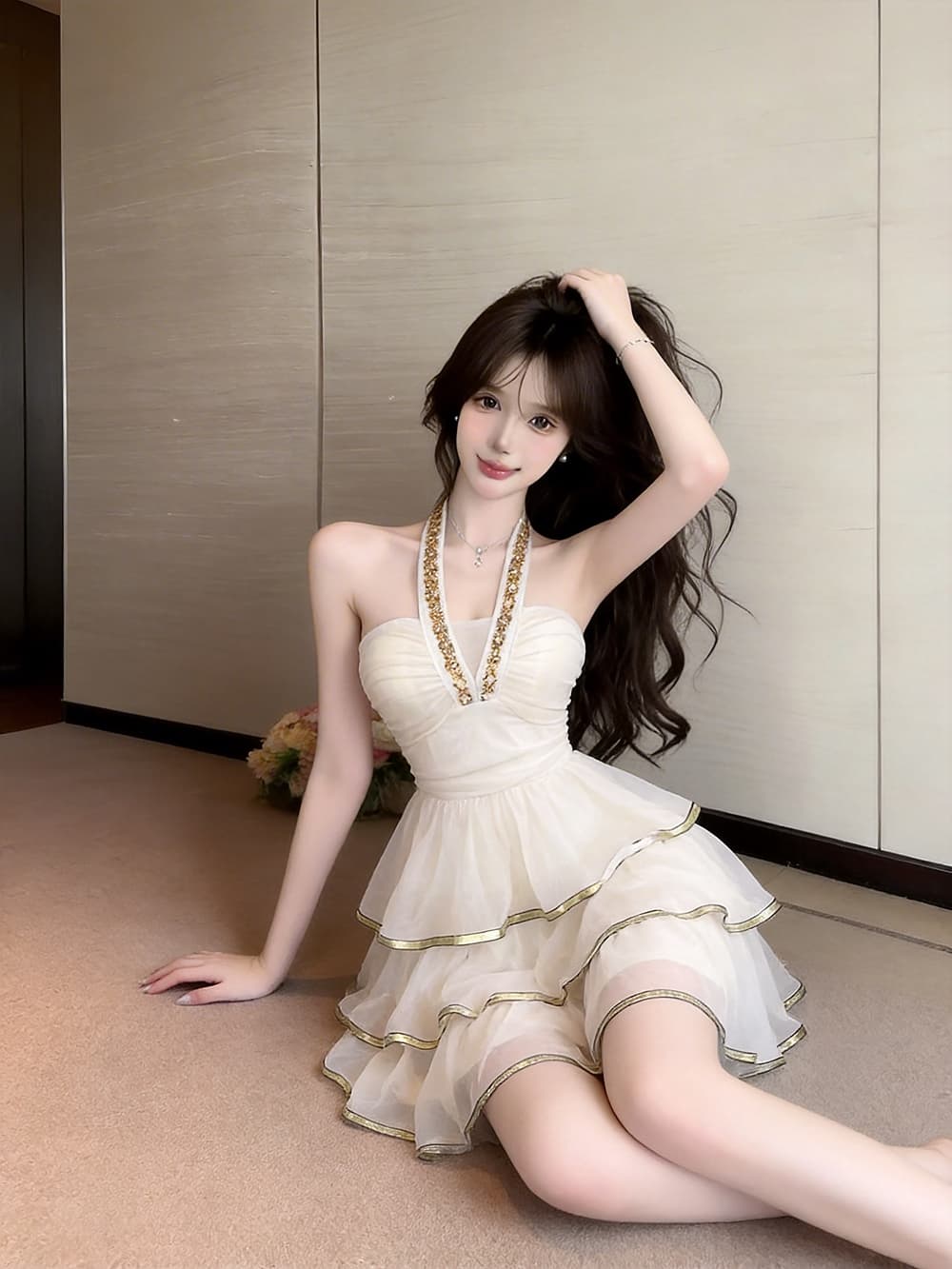 실사 프랑스식 작은 대중 디자인 센스 무거운 작업 플래시 훈련 행침 목 백리스 작은 드레스 케이크 드레스 여성 의류 망사 드레스 상세 이미지 13