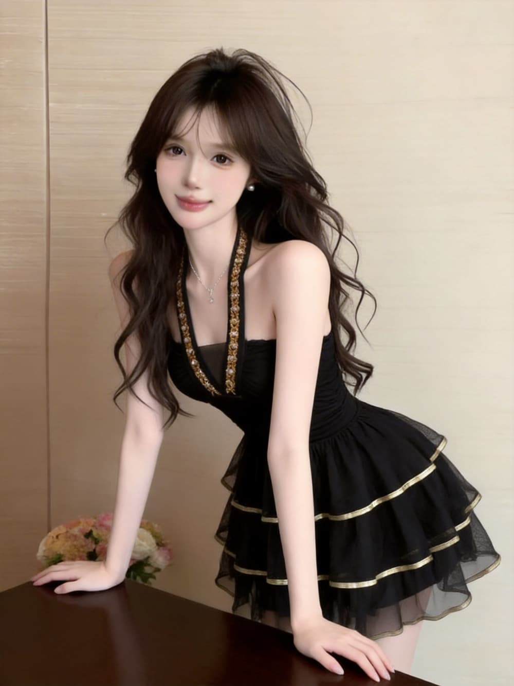 실사 프랑스식 작은 대중 디자인 센스 무거운 작업 플래시 훈련 행침 목 백리스 작은 드레스 케이크 드레스 여성 의류 망사 드레스 상세 이미지 19