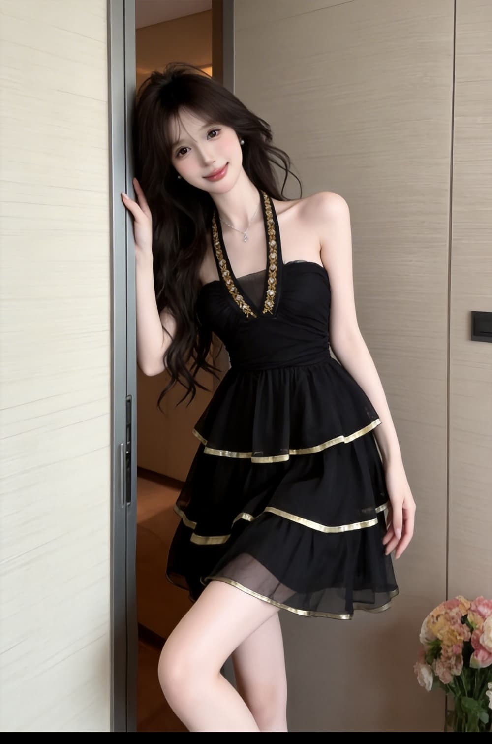 실사 프랑스식 작은 대중 디자인 센스 무거운 작업 플래시 훈련 행침 목 백리스 작은 드레스 케이크 드레스 여성 의류 망사 드레스 상세 이미지 25