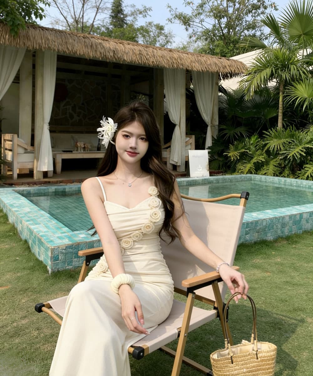 실사 프랑스식 순수한 욕망 휴가 섹시함 슬립 꽃 패치워크 망사 드레스 몸매 가꾸기 타이트 스커트 인어 꼬리 롱 스커트 상세 이미지 11