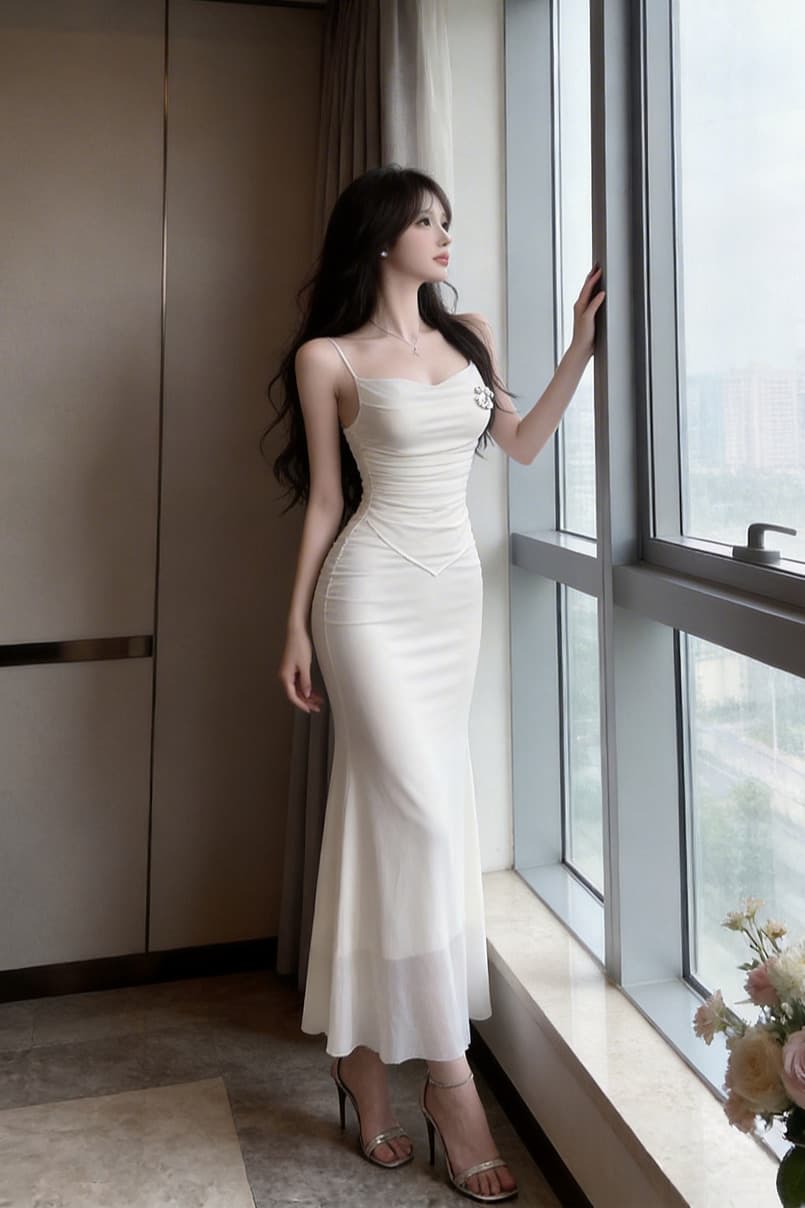 실사 고급 센스 저녁 식사 예복 치마 여성 몸매 가꾸기 인어 꼬리 스커트 여름 새로운 Tulle 슬립 타이트 스커트 드레스 이미지 6