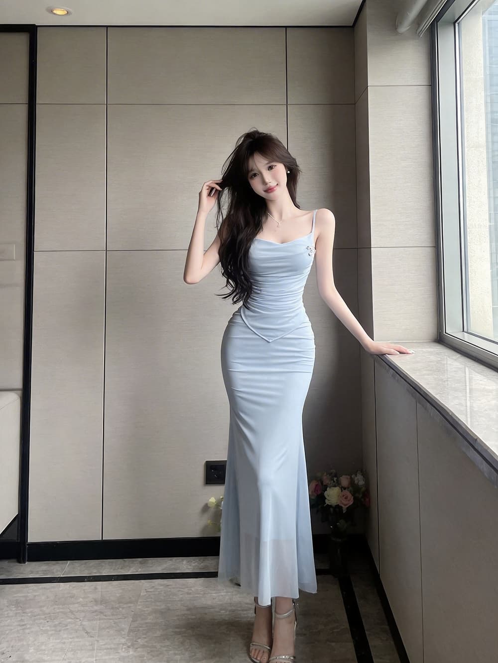 실사 고급 센스 저녁 식사 예복 치마 여성 몸매 가꾸기 인어 꼬리 스커트 여름 새로운 Tulle 슬립 타이트 스커트 드레스 상세 이미지 7