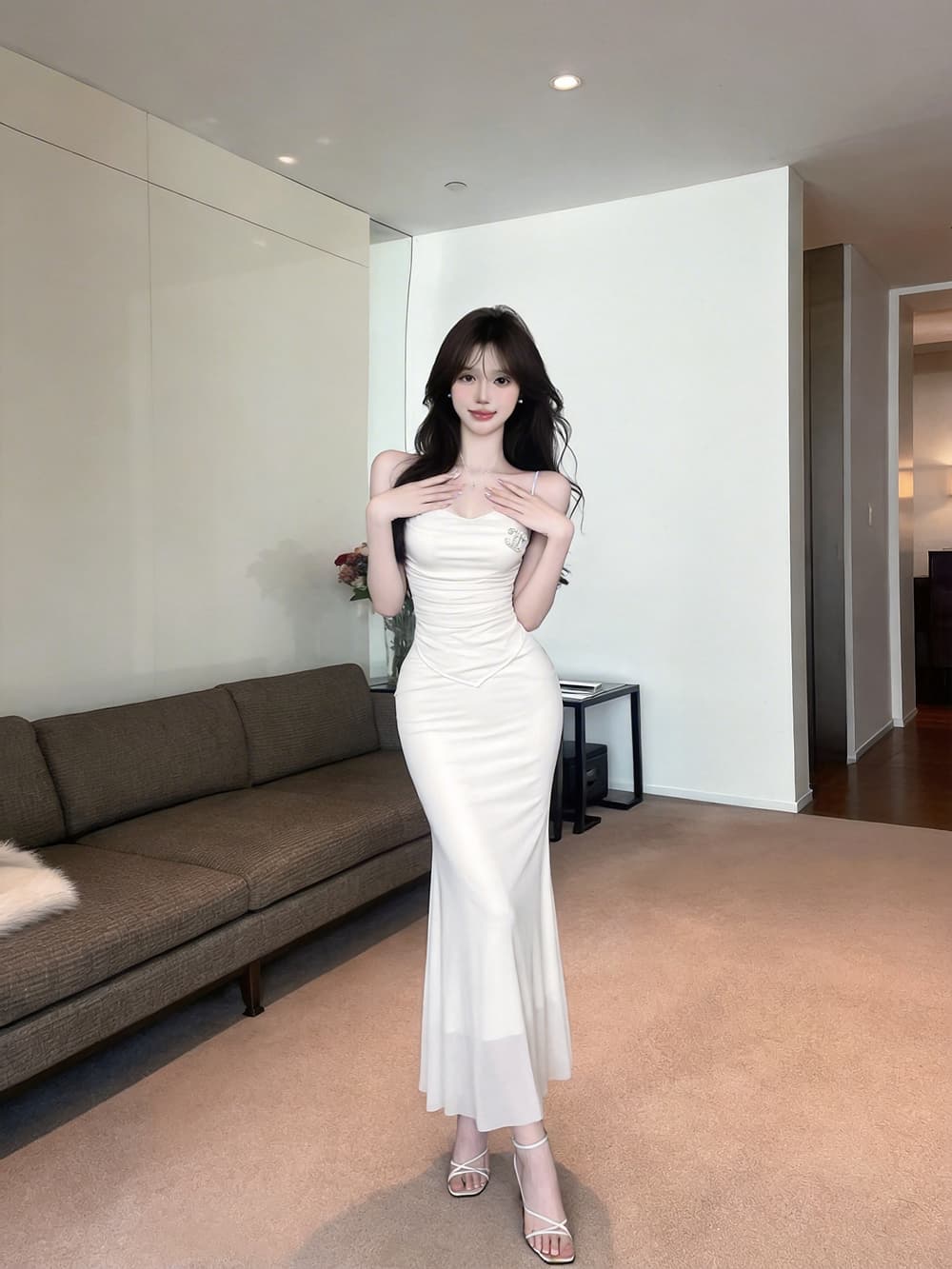 실사 고급 센스 저녁 식사 예복 치마 여성 몸매 가꾸기 인어 꼬리 스커트 여름 새로운 Tulle 슬립 타이트 스커트 드레스 상세 이미지 17