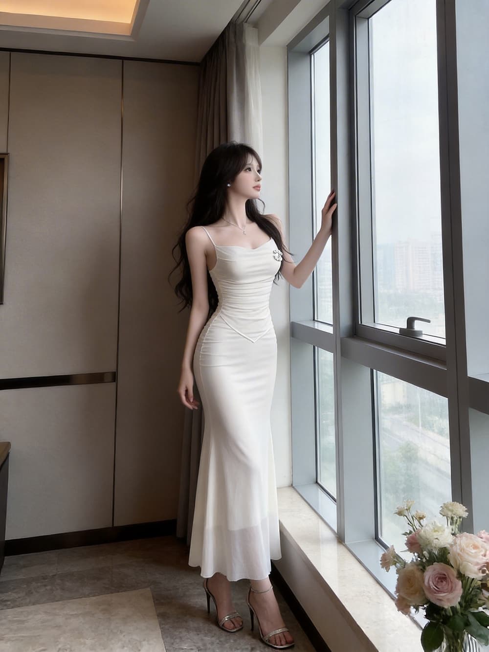 실사 고급 센스 저녁 식사 예복 치마 여성 몸매 가꾸기 인어 꼬리 스커트 여름 새로운 Tulle 슬립 타이트 스커트 드레스 상세 이미지 18
