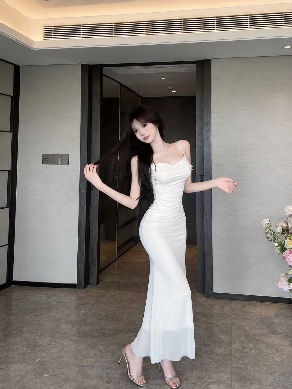 실사 고급 센스 저녁 식사 예복 치마 여성 몸매 가꾸기 인어 꼬리 스커트 여름 새로운 Tulle 슬립 타이트 스커트 드레스 상세 이미지 22
