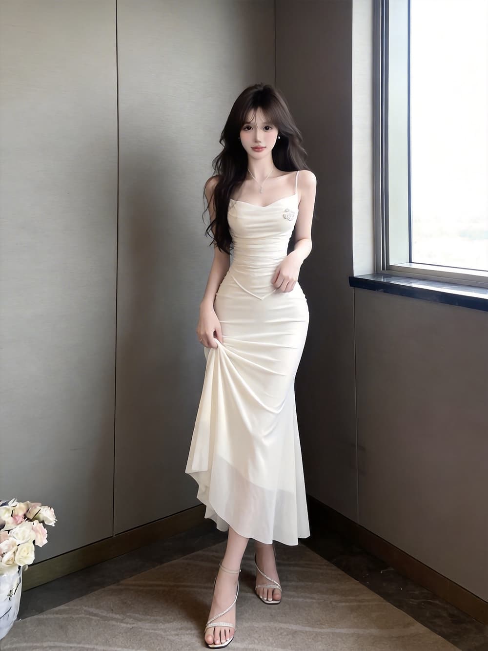 실사 고급 센스 저녁 식사 예복 치마 여성 몸매 가꾸기 인어 꼬리 스커트 여름 새로운 Tulle 슬립 타이트 스커트 드레스 상세 이미지 24