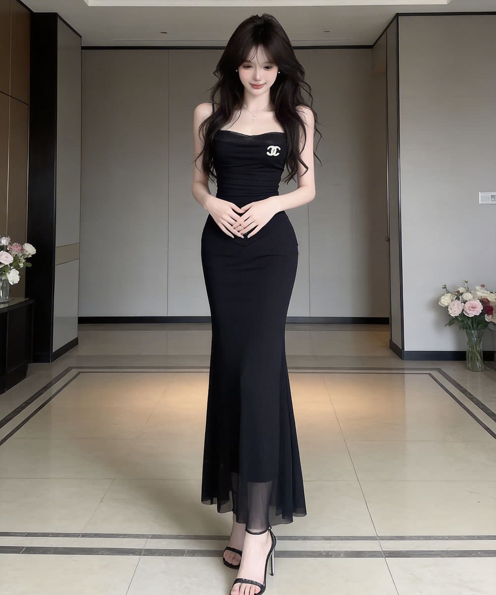 실사 고급 센스 저녁 식사 예복 치마 여성 몸매 가꾸기 인어 꼬리 스커트 여름 새로운 Tulle 슬립 타이트 스커트 드레스 상세 이미지 26