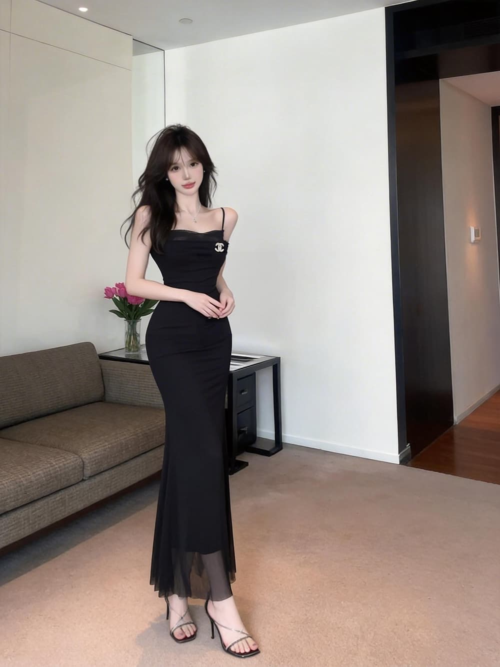 실사 고급 센스 저녁 식사 예복 치마 여성 몸매 가꾸기 인어 꼬리 스커트 여름 새로운 Tulle 슬립 타이트 스커트 드레스 상세 이미지 28