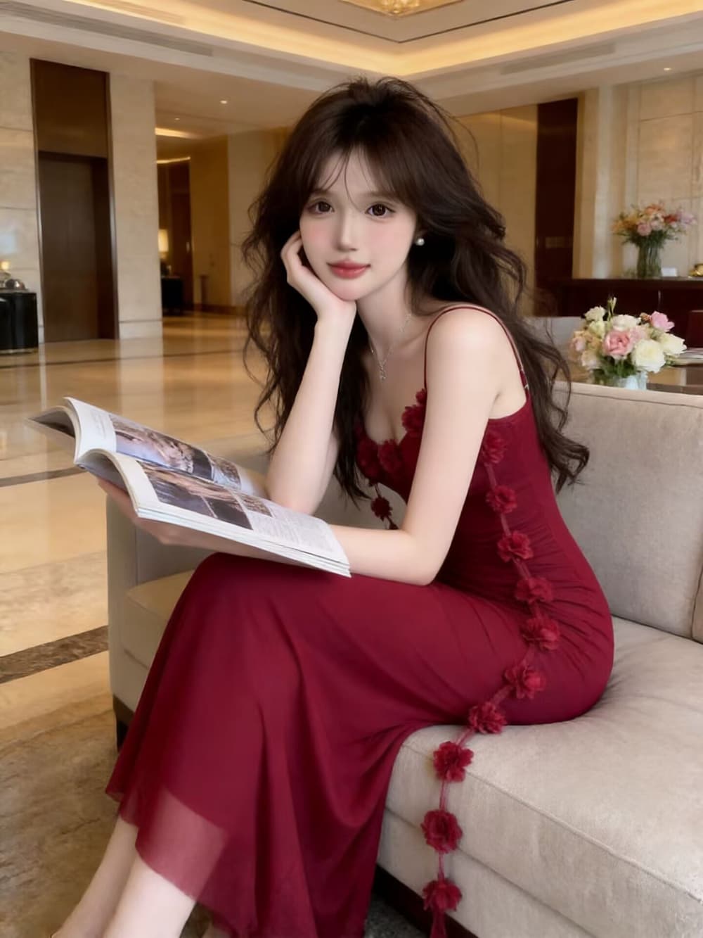 프랑스식 꽃 술 순수한 욕망 달콤한 핫걸 슬립 드레스 조끼 로얄 자매 백리스 해변 휴가 바람 길다 치마 상세 이미지 8