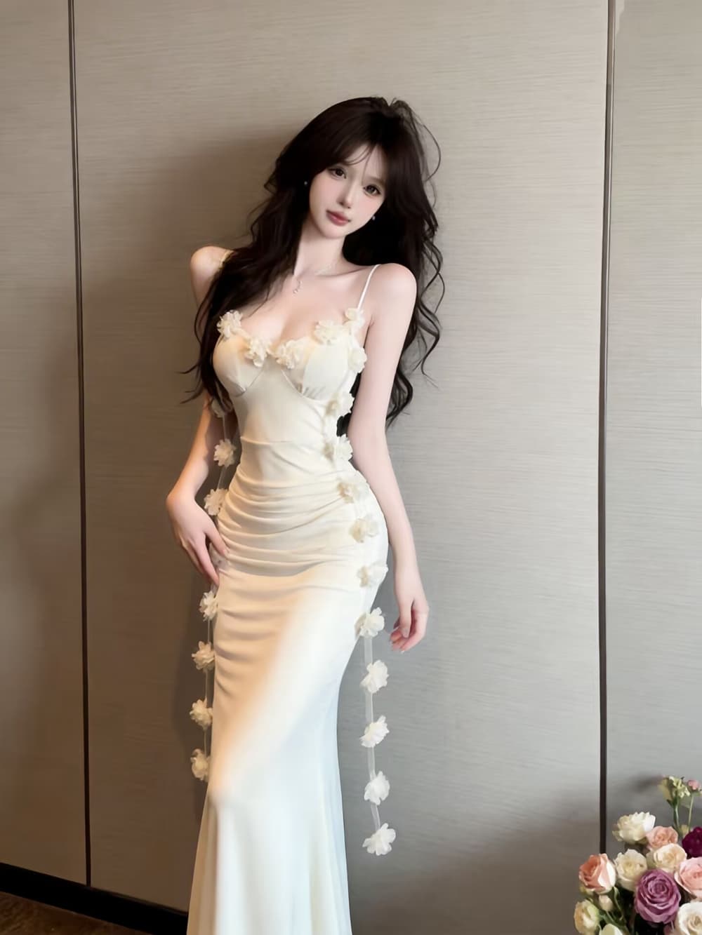 프랑스식 꽃 술 순수한 욕망 달콤한 핫걸 슬립 드레스 조끼 로얄 자매 백리스 해변 휴가 바람 길다 치마 상세 이미지 22