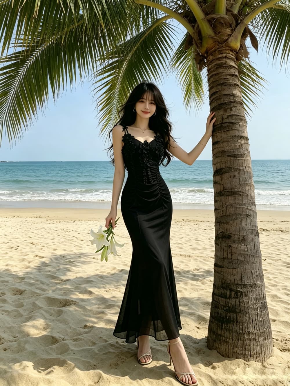 실사 프랑스식 3 차원 꽃 슬립 여성 드레스 여름 새로운 망사 패치워크 예복 인어 꼬리 롱 스커트 상세 이미지 15