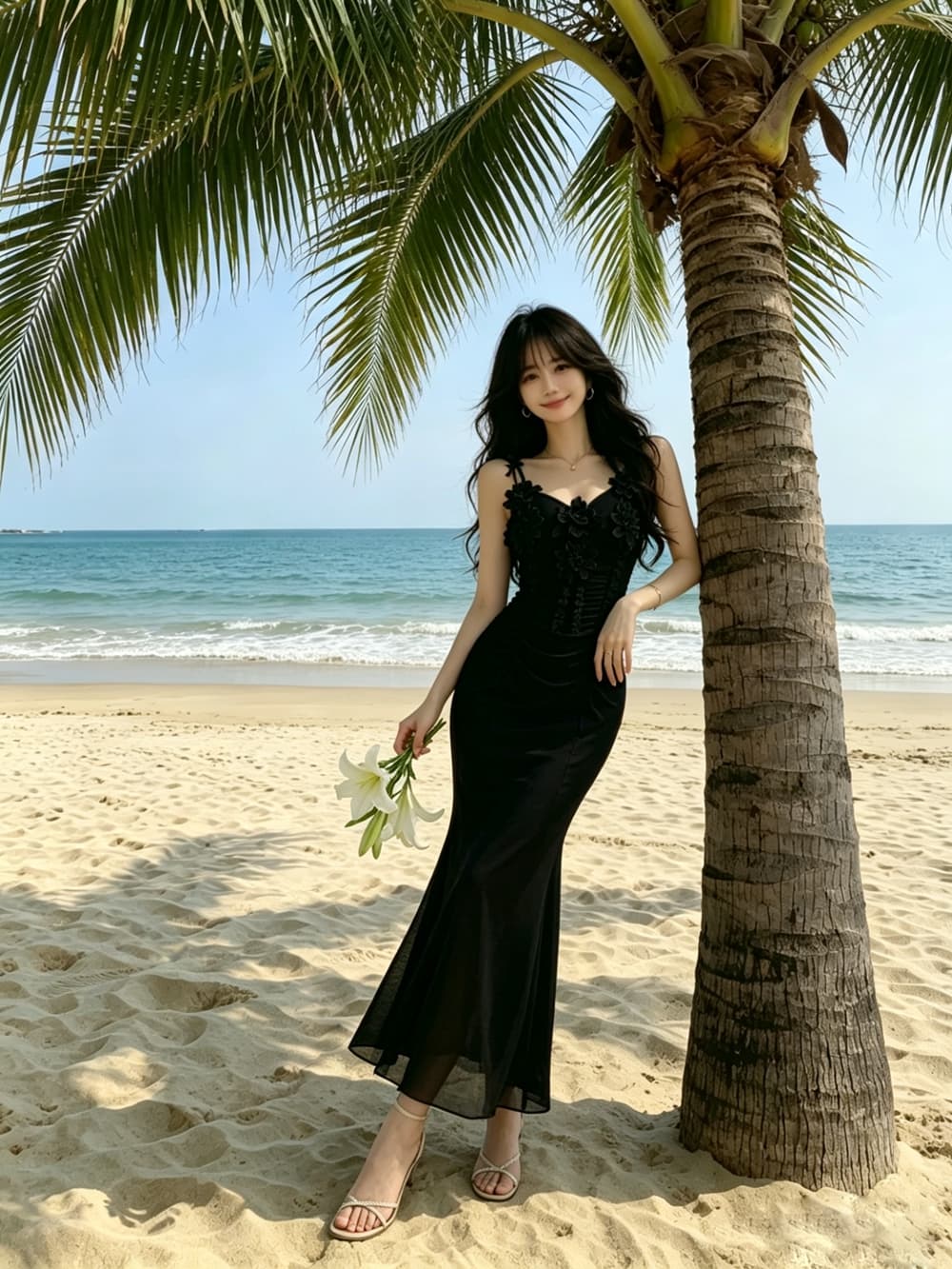 실사 프랑스식 3 차원 꽃 슬립 여성 드레스 여름 새로운 망사 패치워크 예복 인어 꼬리 롱 스커트 상세 이미지 18