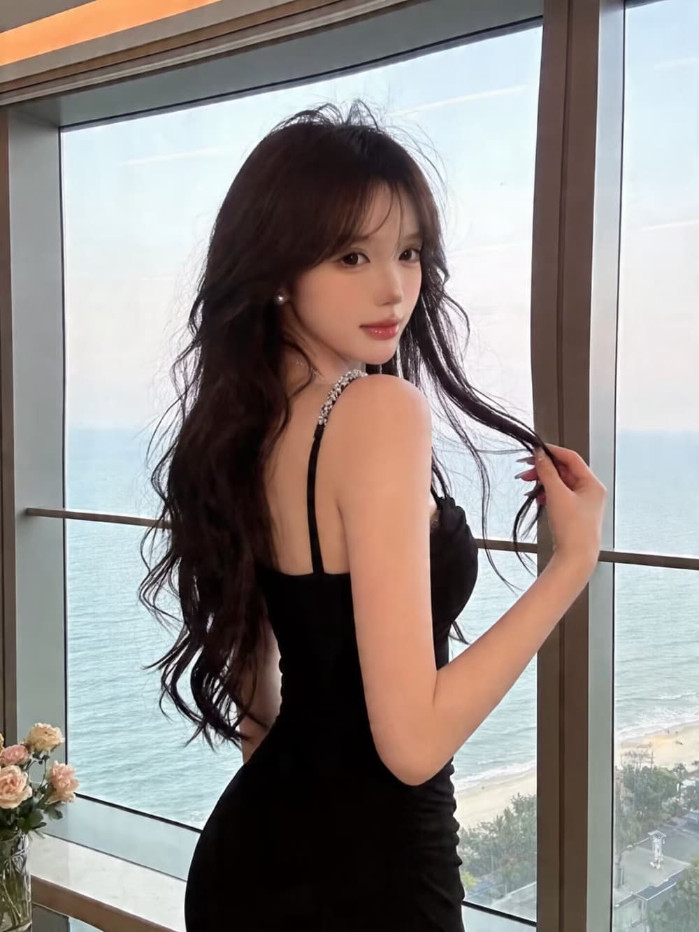 실사 새로운 해변 몸매 가꾸기 망사 슬립 치마 트임 섹시함 프릴 롱 스커트 불규칙 여성 드레스 상세 이미지 24