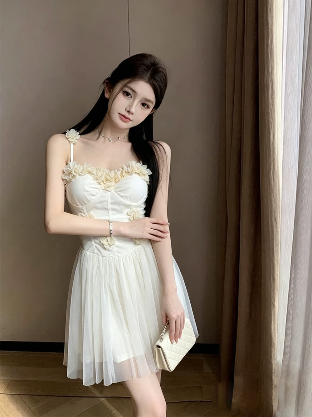 실사 섹시한 여자 새로운 순수한 욕망 슬림해 보이는 망사 연회 예복 치마 튜브탑 작은 키 미니 스커트 슬립 드레스 상세 이미지 11
