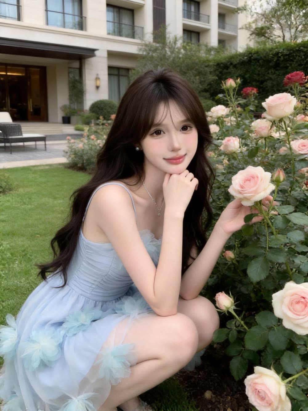 실사 요정 공차 가짜 바람 신선함 슬립 여성 드레스 여름 3 차원 망사 꽃 허리 수축 예복 미니 스커트 상세 이미지 36