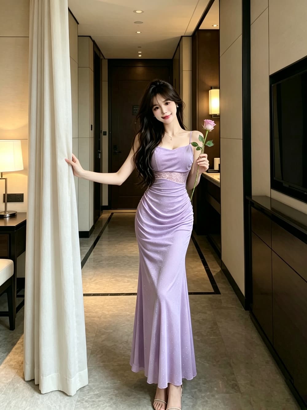 실사 섹시함 망사 핫픽스 슬립 예복 롱 스커트 허리 수축 디자인 슬림해 보이는 인어 꼬리 조끼 여성 드레스 상세 이미지 5