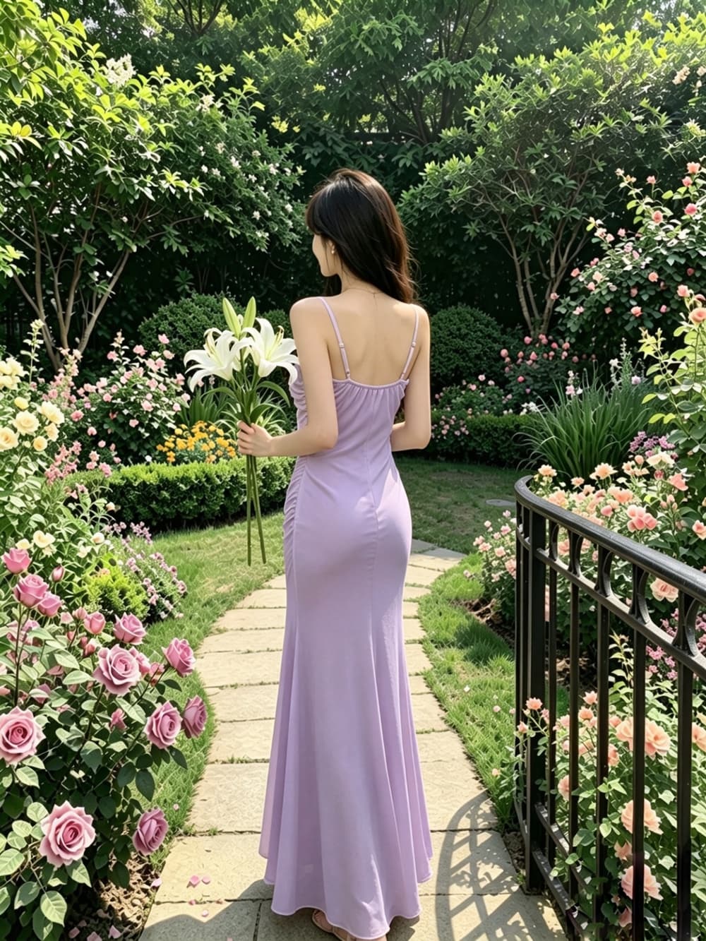 실사 섹시함 망사 핫픽스 슬립 예복 롱 스커트 허리 수축 디자인 슬림해 보이는 인어 꼬리 조끼 여성 드레스 상세 이미지 9